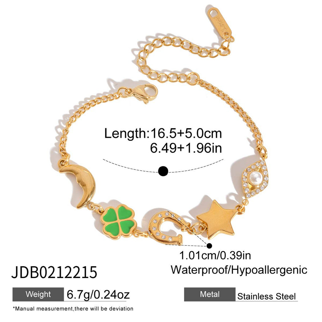 Damen Armband mit funkelnden grünen Kristallen und hypoallergenem Edelstahl Shop Nory