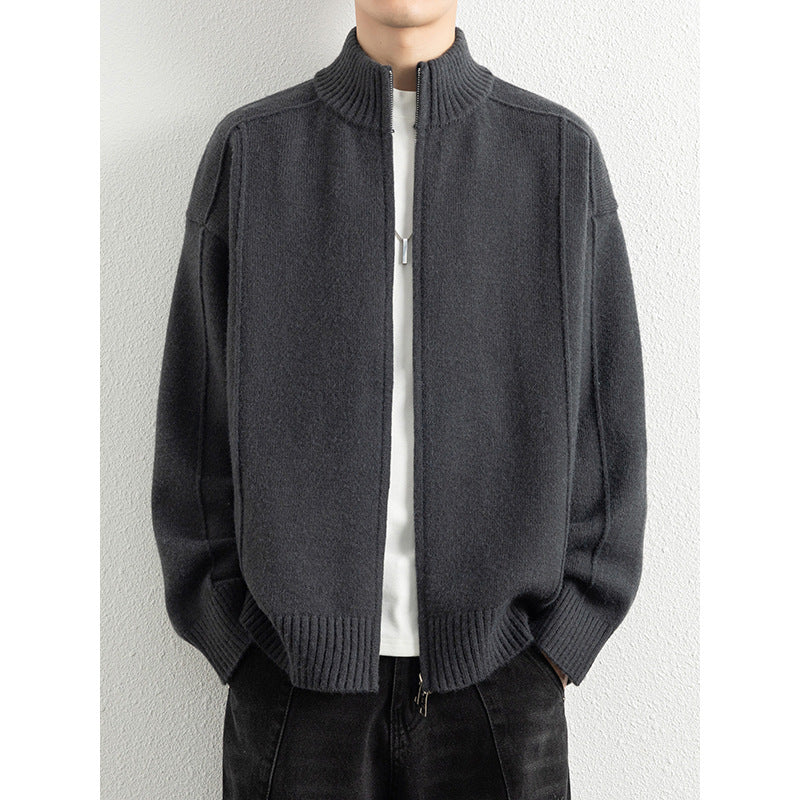 Herren Hochwertiger Strickjacke mit Stehkragen Shop Nory
