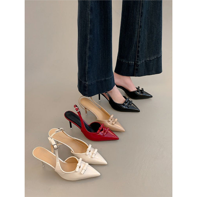 Damen elegante Slingback-Pumps mit Schleifenverzierung