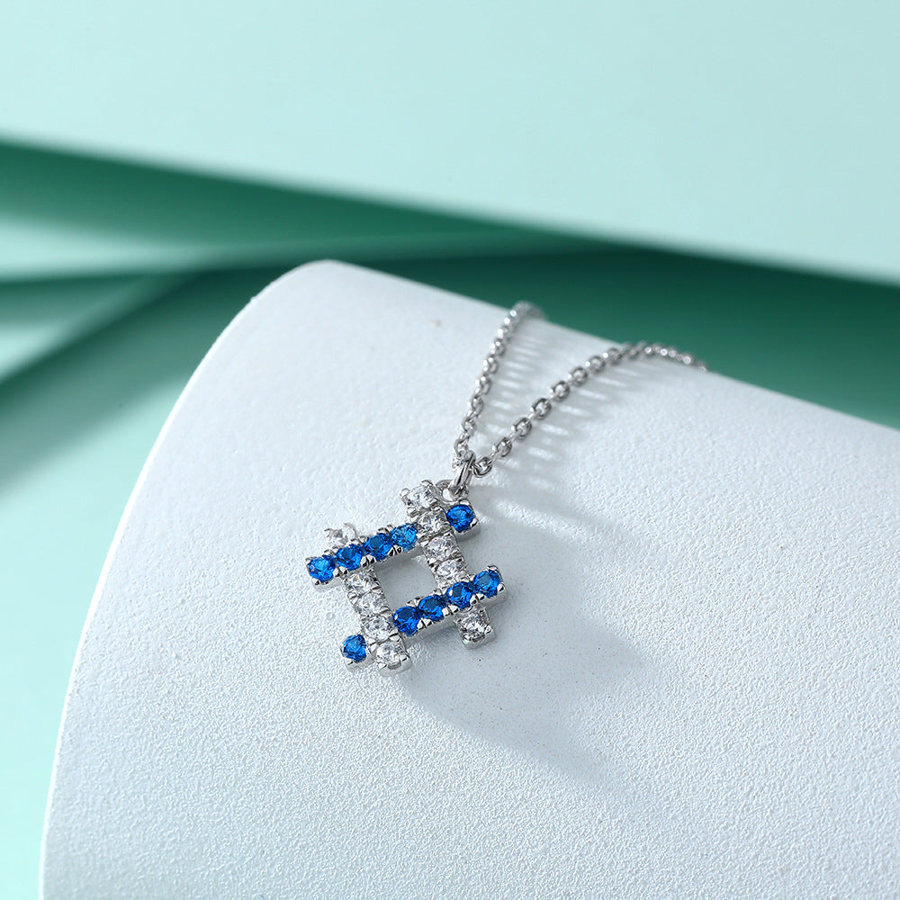 Damen Halskette mit funkelndem blau-weißem Kristallschmuck Shop Nory