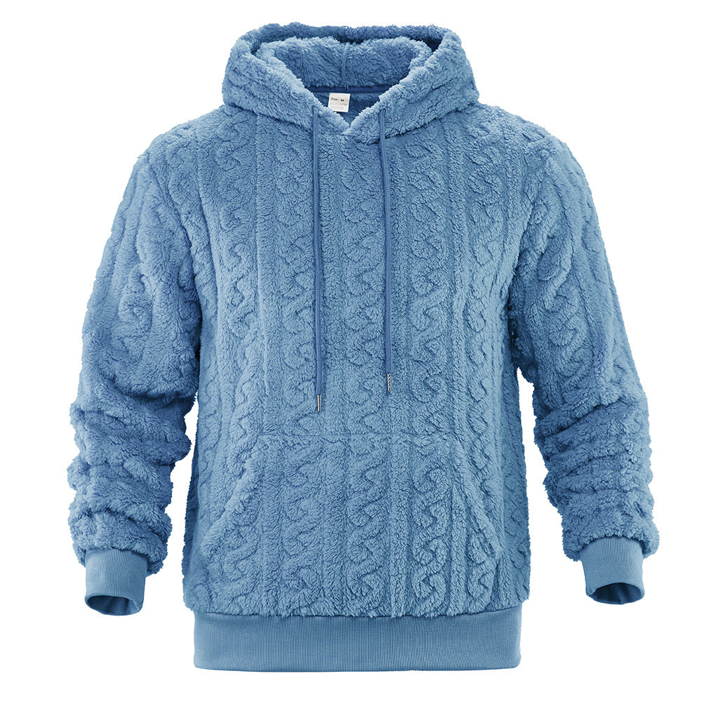 Herren Flauschiger Sherpa-Hoodie mit Zopfmuster, Kängurutasche und Rippbündchen Shop Nory