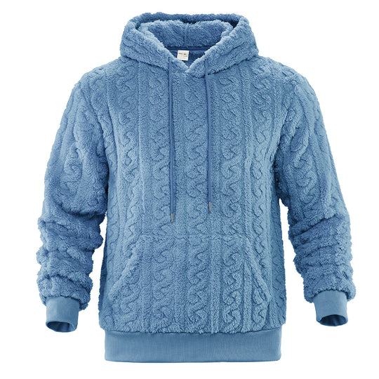 Herren Flauschiger Sherpa-Hoodie mit Zopfmuster, Kängurutasche und Rippbündchen Shop Nory