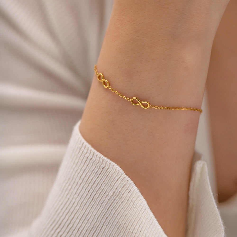 Damen elegantes Infinity-Armband aus hypoallergenem Edelstahl mit verstellbarem Verschluss Shop Nory
