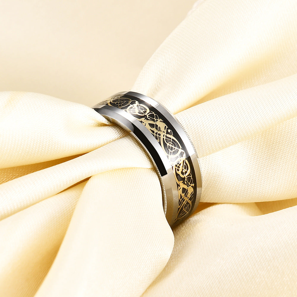Herren Ring aus Tungsten Carbide mit detailreichem rotem Muster Shop Nory