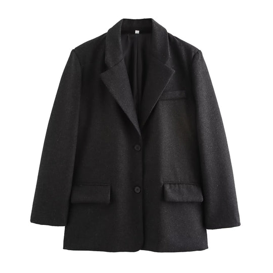 Damen Langer Wollmix-Einreiher-Mantel mit Reverskragen und Pattentaschen Shop Nory