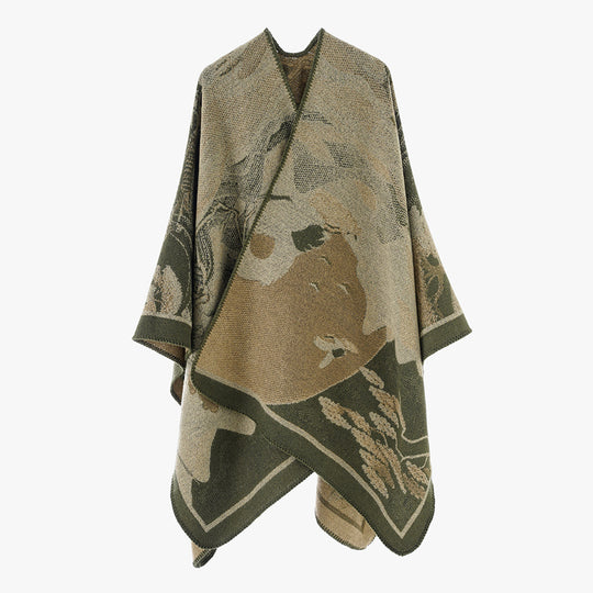 Damen Jacquard-Cape mit grafischem Blumenmotiv und kastigem Oversize-Schnitt Shop Nory