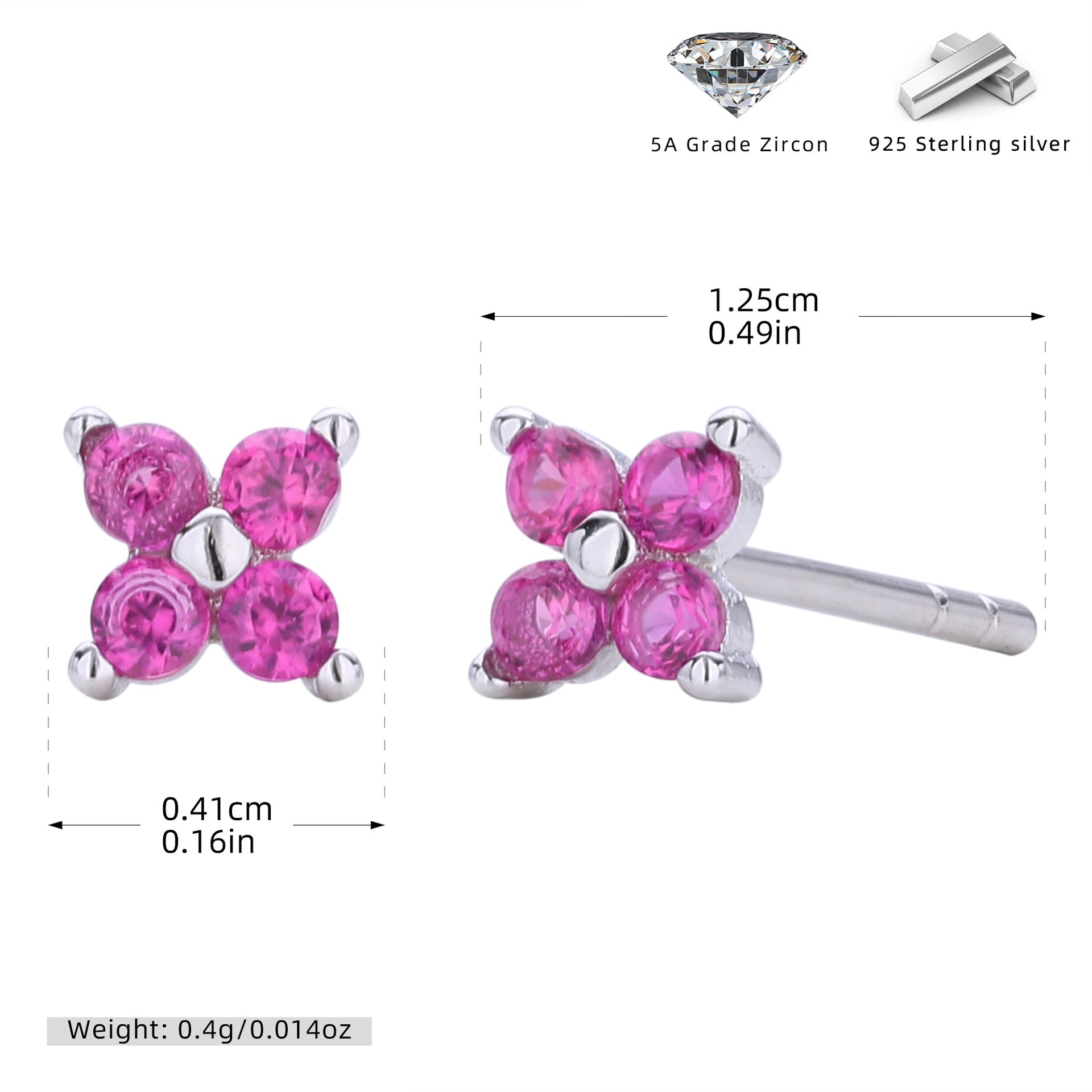 Damen Ohrstecker mit funkelnden 5A Zirkonen in klassischem Blumen-Design Shop Nory