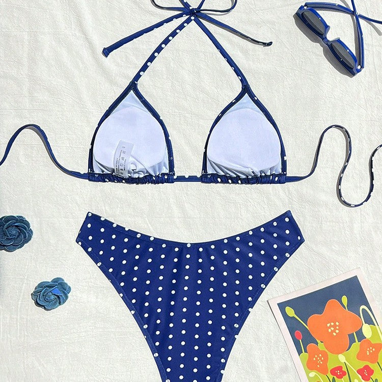 Damen Triangel-Bikini mit dekorativen Punkten Shopnory