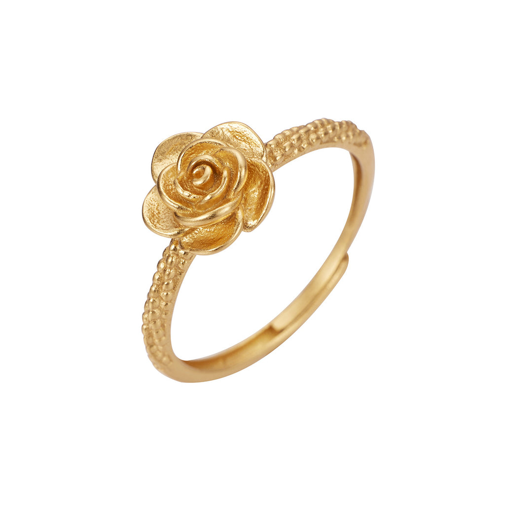 Damen Ring mit filigranem Rosenmotiv und strukturierter Oberfläche Shop Nory