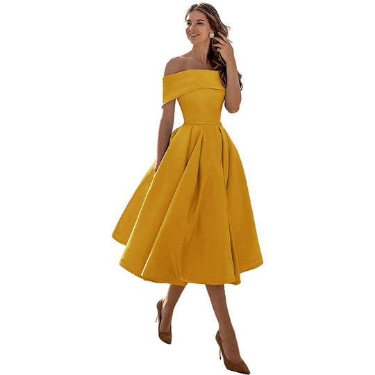 Legere Mode Satin Cocktailkleid Ohne Träger