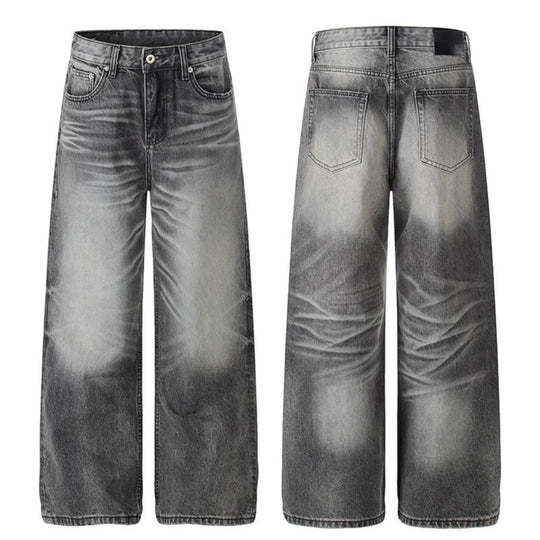 Damen Hochtaillierte Wide‑Leg Denimhose mit Used-Fade-Effekt Shop Nory
