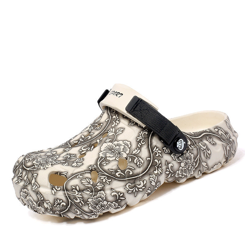 Damen Komfortable Clogs mit verstellbarem Riemen und floralem Design