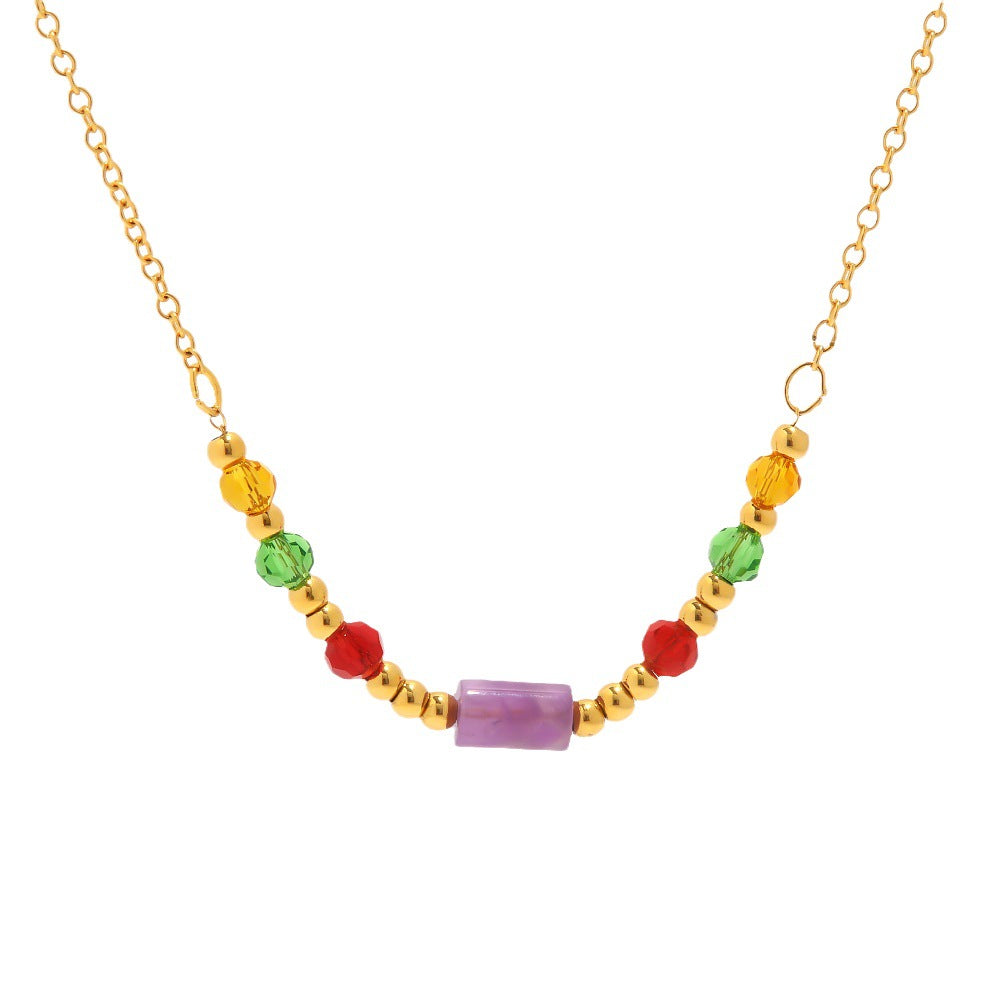 Damen Halskette mit farbenfrohen Kristallanhängern und elegantem Design Shop Nory
