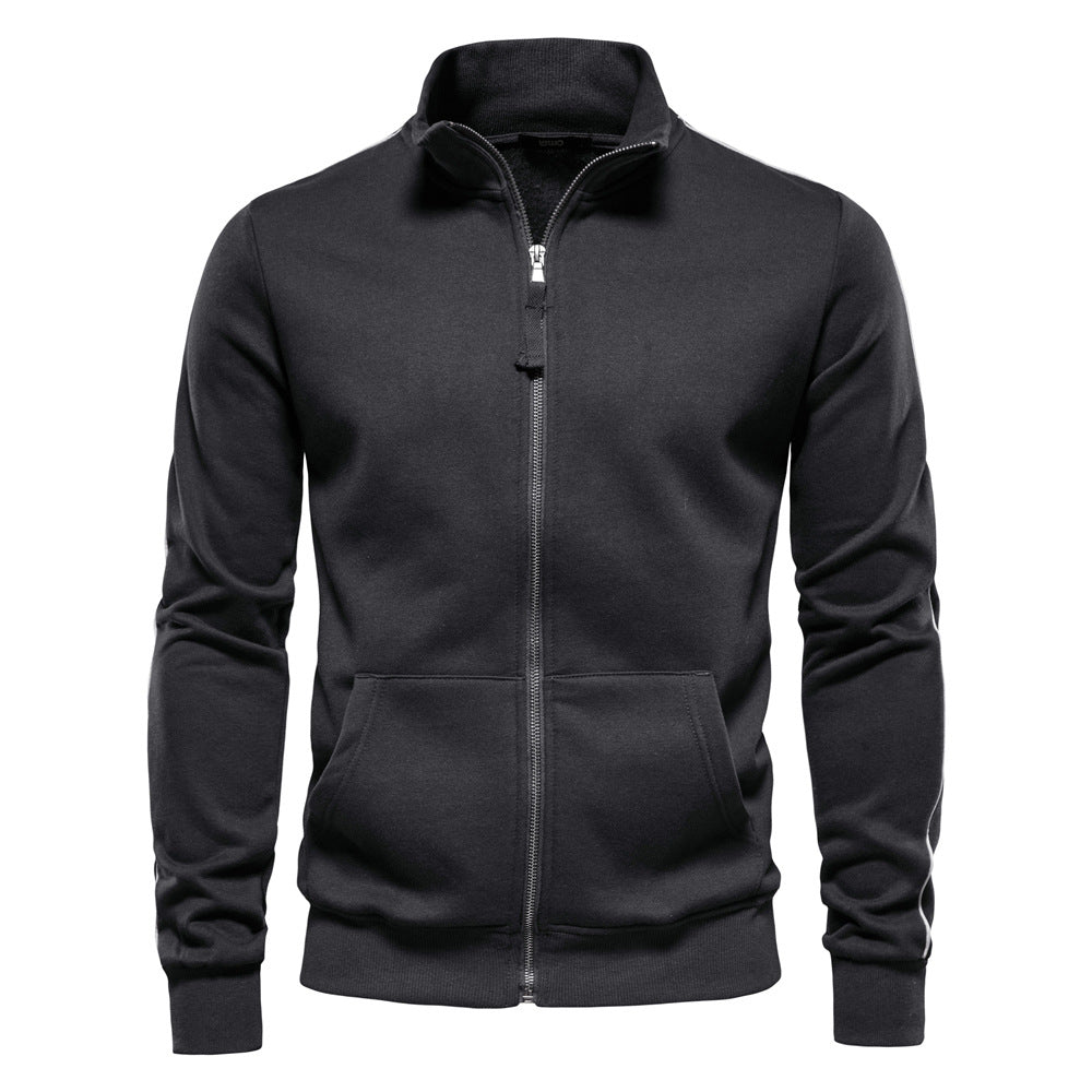 Herren Sweatjacke mit hohem Kragen und durchgehendem Reißverschluss