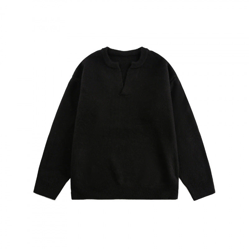 Unisex Boxy-Feinstrickpullover mit halber Henley‑Öffnung, Rundhals und gerippten Abschlüssen Shop Nory