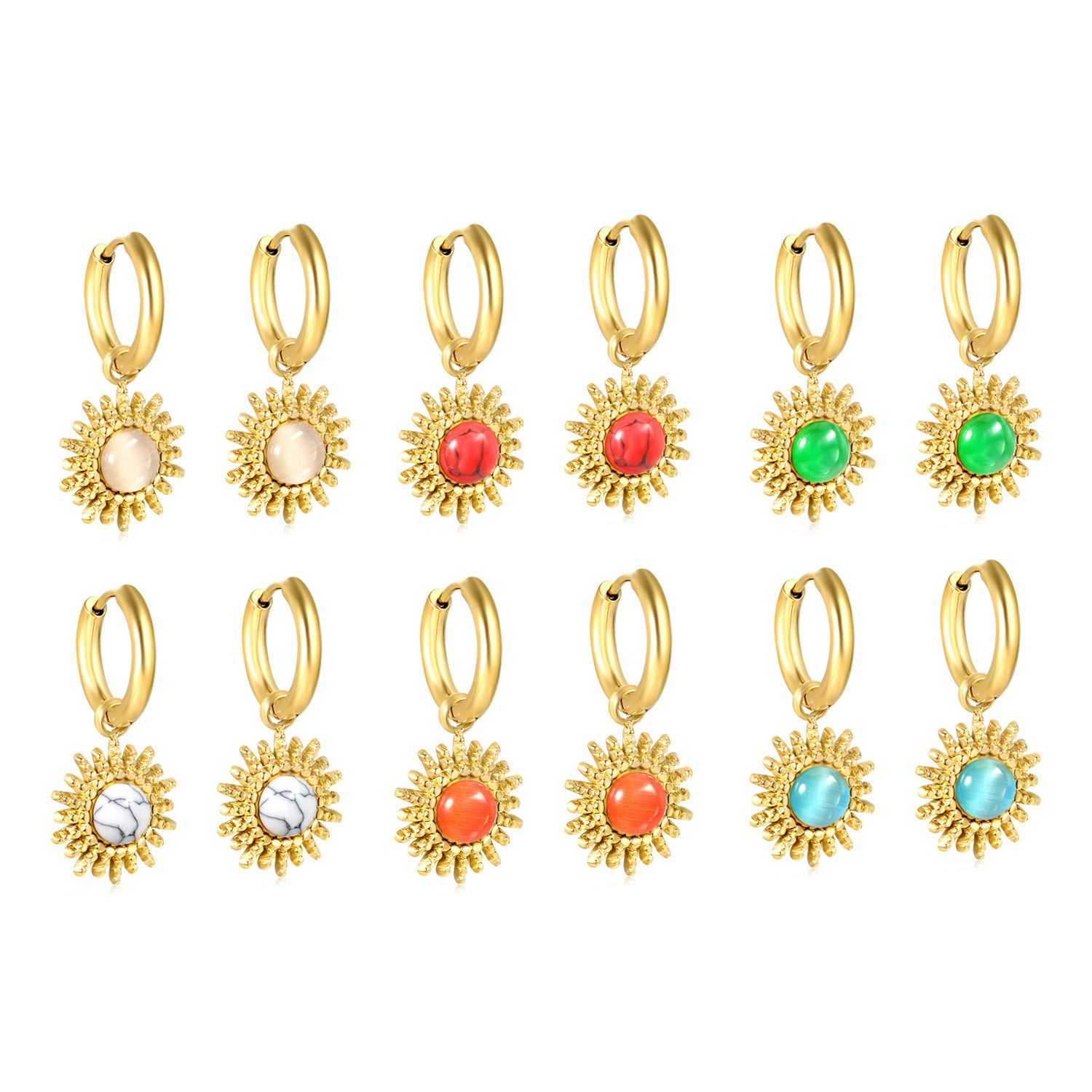Damen Hängende Ohrhänger mit floralen Kristall-Details Shop Nory