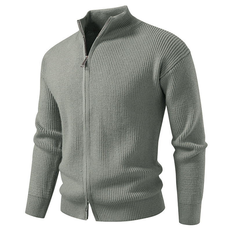 Herren Strickjacke mit hohem Kragen und innovativem Reißverschluss