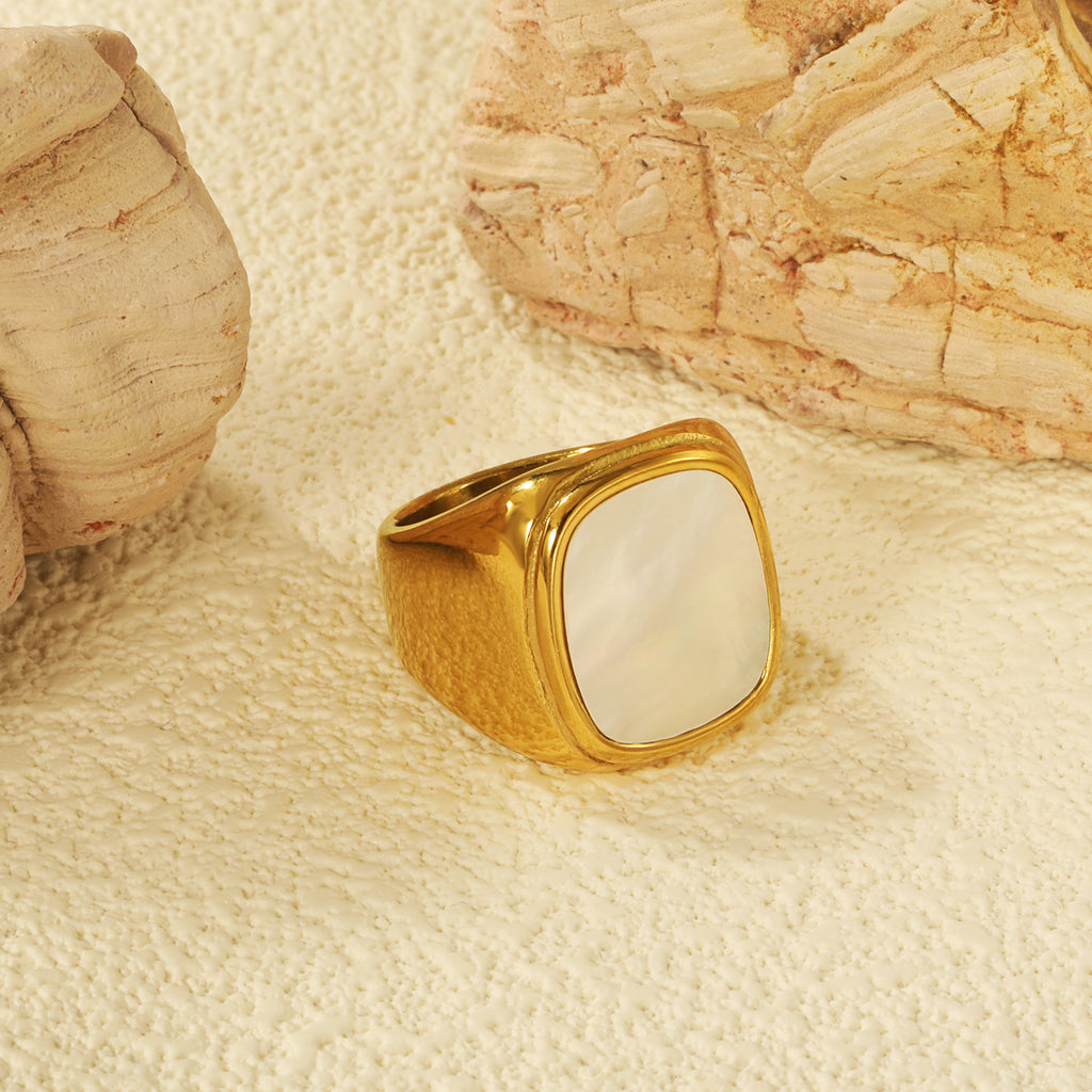 Damen Ring mit elegantem, rechteckigem Perlenanhänger Shop Nory