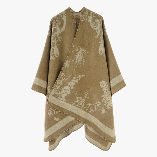 Damen Eleganter Cape‑Poncho im Kimono‑Schnitt mit Jacquard‑Strick Shop Nory