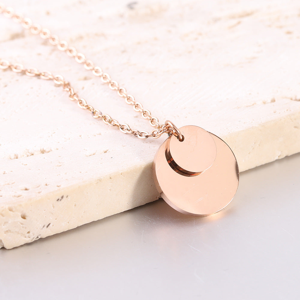 Damen Halskette mit doppeltem, rundem Anhänger und feiner Gliederkette Shop Nory