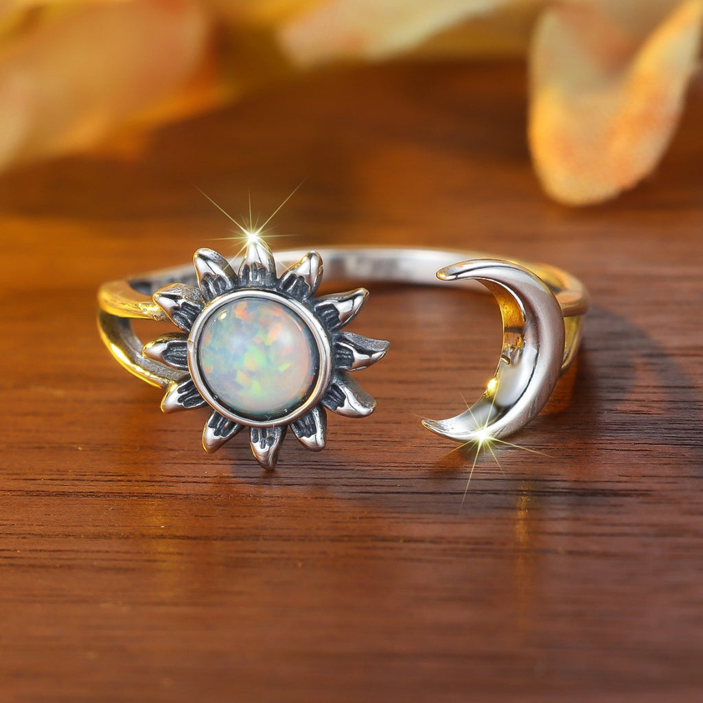 Damen Ring mit kunstvollem Sonnen-Mond-Motiv Shop Nory