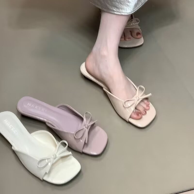 Damen elegante Slingback-Sandalen mit verspieltem Schleifen-Detail