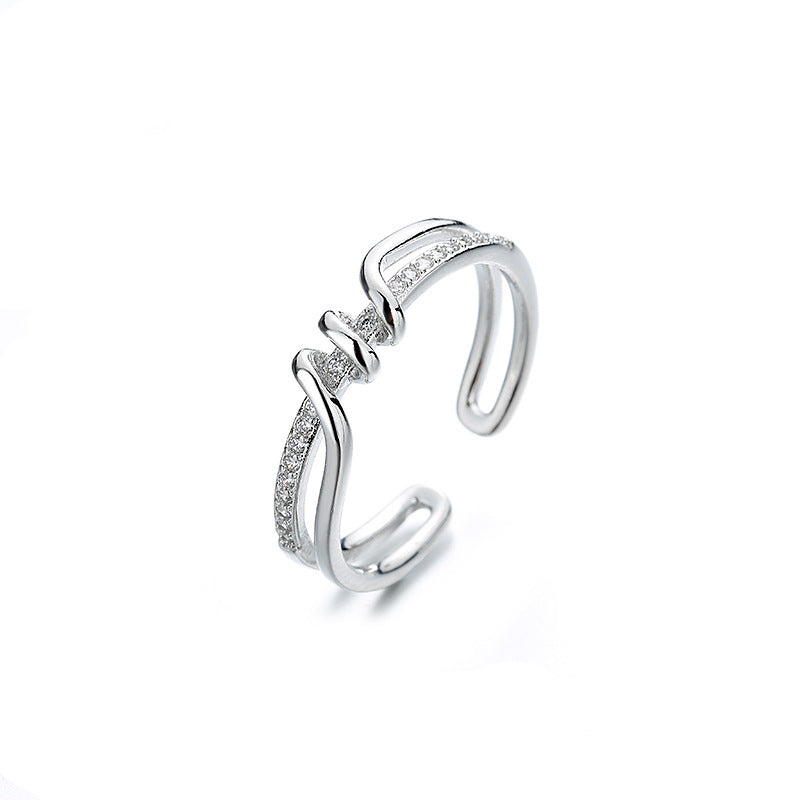 Damen Offener Ring mit elegantem Design und funkelnden Zirkonia Shop Nory