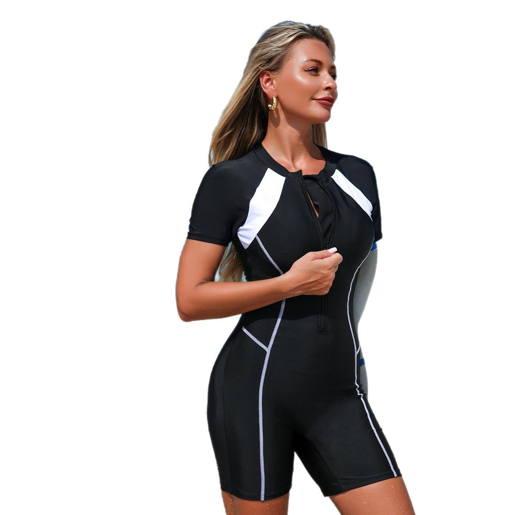 Damen Sportlicher Surfanzug mit kurzem Arm und funktionellem Reißverschluss