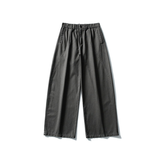 Damen Weite Cropped-Hose mit elastischem Bund und dekorativen Nahtpasse Shop Nory