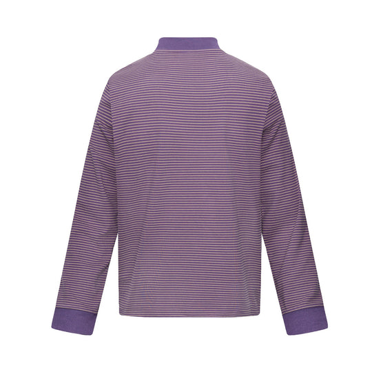 Unisex Gestreiftes Longsleeve mit Stehkragen, Oversize-Schnitt und Katzenprint Shop Nory