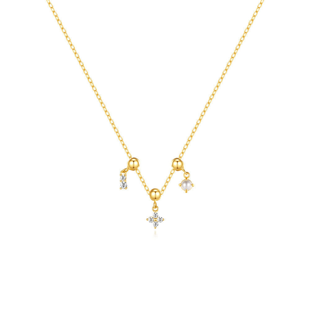 925 Sterling Silber Zirkon Kabelkette Beschichtung Geometrische Multi Charms Halskette | Shop Nory