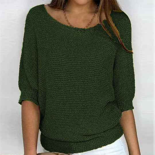 Damen nan legerer kastiger Feinstrickpullover mit weitem Ausschnitt Shop Nory