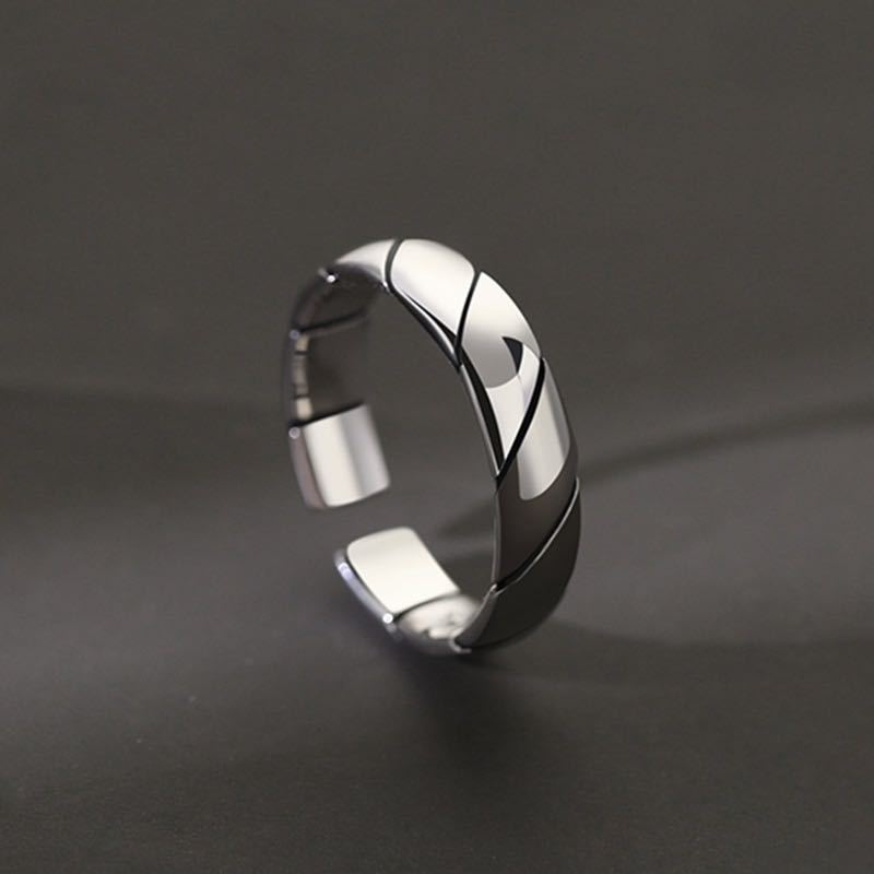 Damen Offener Edelstahlring mit modernem Spiral-Design Shop Nory
