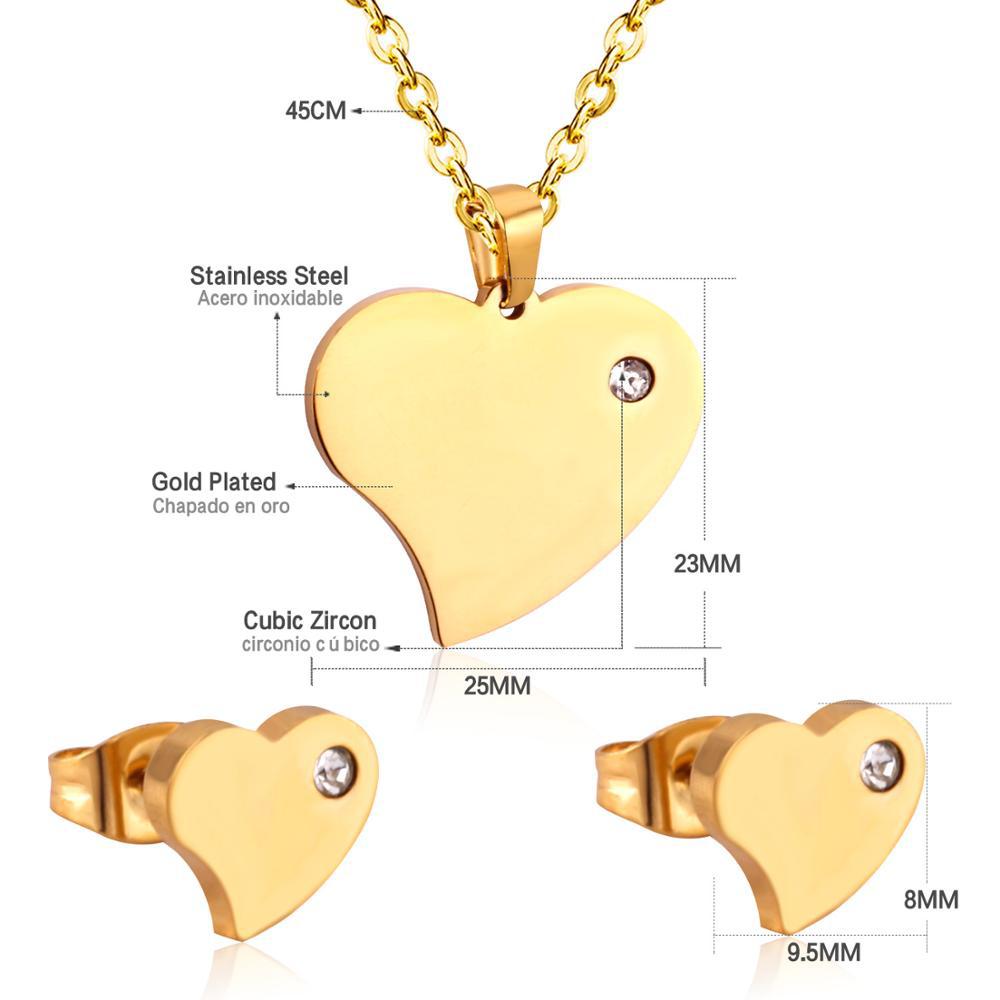 Damen Schmuckset mit Herzanhänger und Ohrringen aus hochwertigem Edelstahl Shop Nory