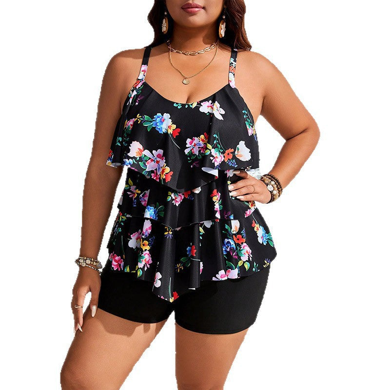 Damen Tankini mit Rüschendesign und integrierten Shorts Shopnory