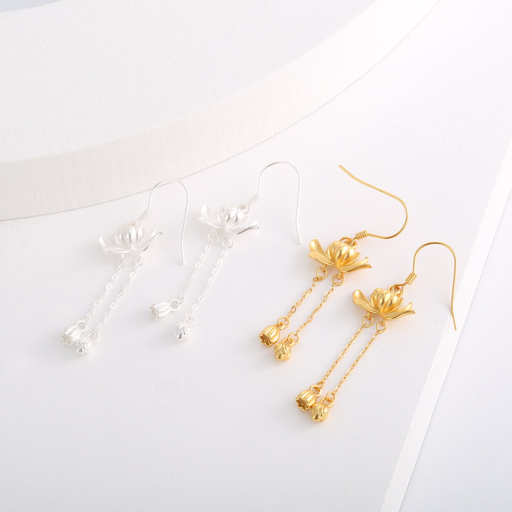 Damen Ohrringe mit elegantem Lotusdesign und feinen Anhängern Shop Nory
