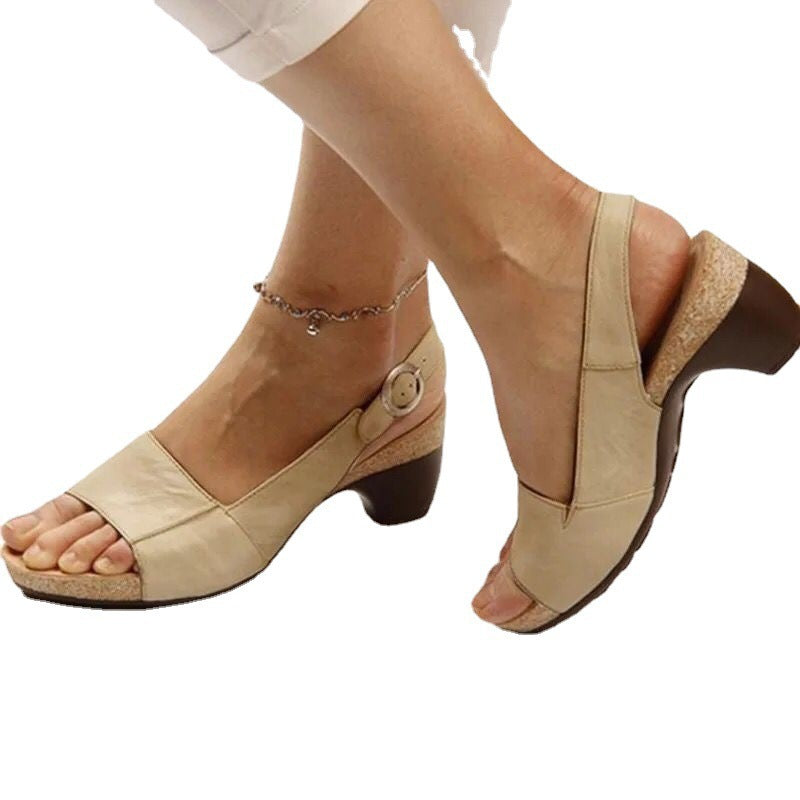 Damen Slingback-Sandalen mit anatomischem Fußbett und modischem Korkelement