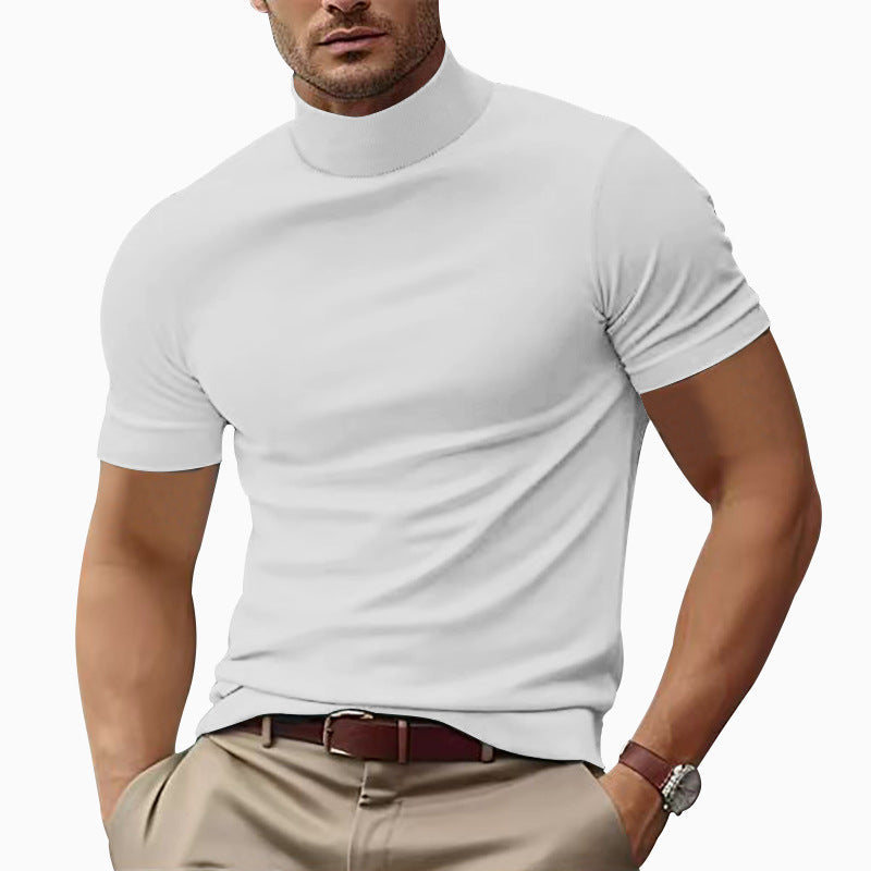 Herren Kurzarm Turtleneck T-Shirt