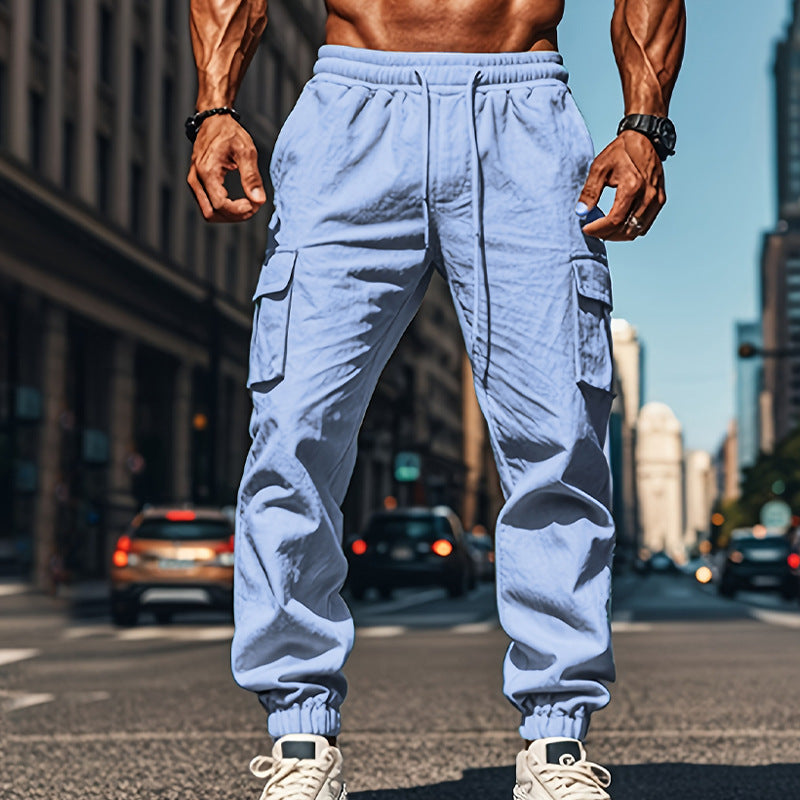 Herren lässige Cargo-Hose mit praktischen Seitentaschen und elastischem Bund