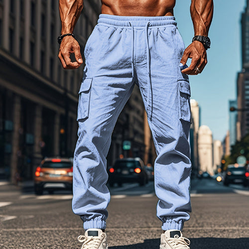 Herren lässige Cargo-Hose mit praktischen Seitentaschen und elastischem Bund