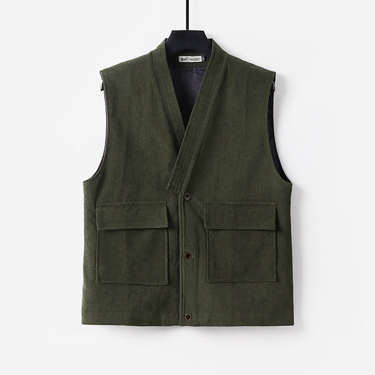 Herren Weste aus Cord mit Schalkragen, aufgesetzten Taschen und Knopfleiste Shop Nory