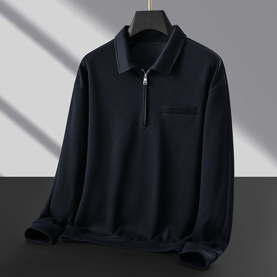 Herren Polo‑Sweatshirt mit halbem Reißverschluss und wärmendem Fleece-Innenfutter Shop Nory