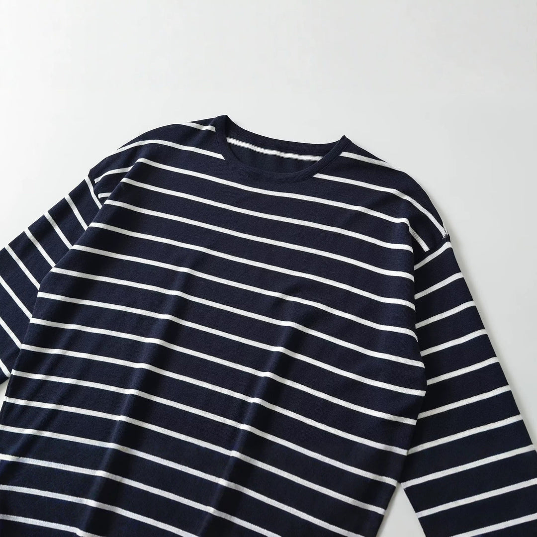 Damen Oversize-Maritime Streifenbluse mit dreiviertelärmeln Shop Nory