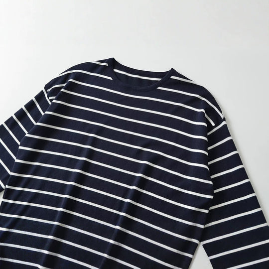 Damen Oversize-Maritime Streifenbluse mit dreiviertelärmeln Shop Nory