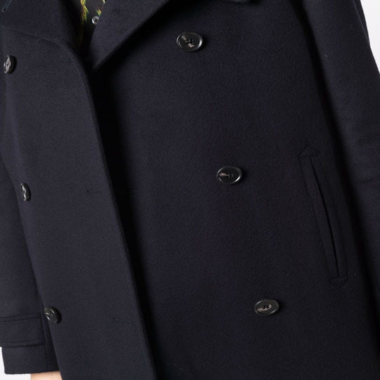 Damen Figurnaher Zweireihiger Wollmix-Longcoat mit fallendem Revers Shop Nory