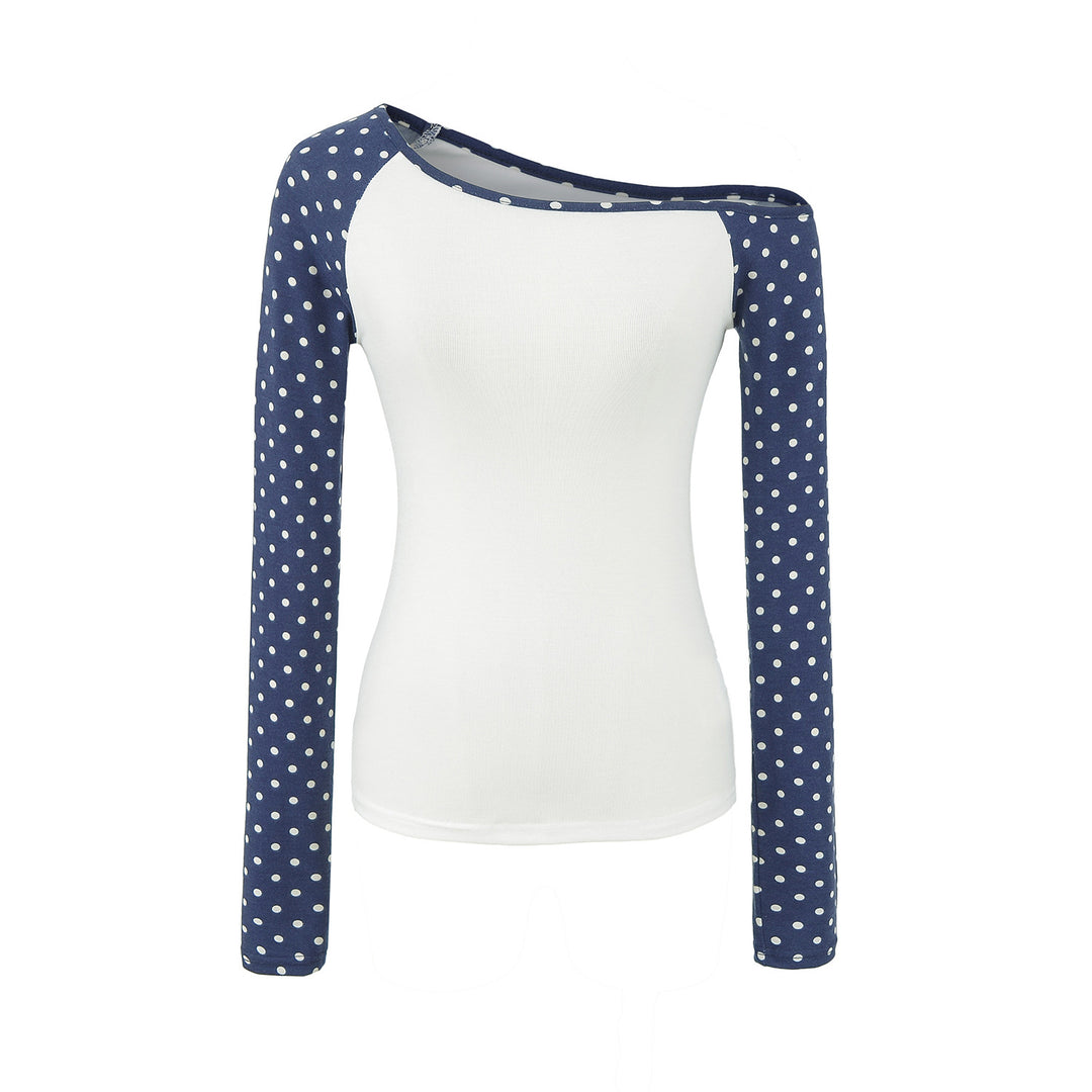 Damen Asymmetrisches Longsleeve mit Polka-Dot Raglanärmeln Shop Nory