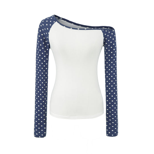 Damen Asymmetrisches Longsleeve mit Polka-Dot Raglanärmeln Shop Nory
