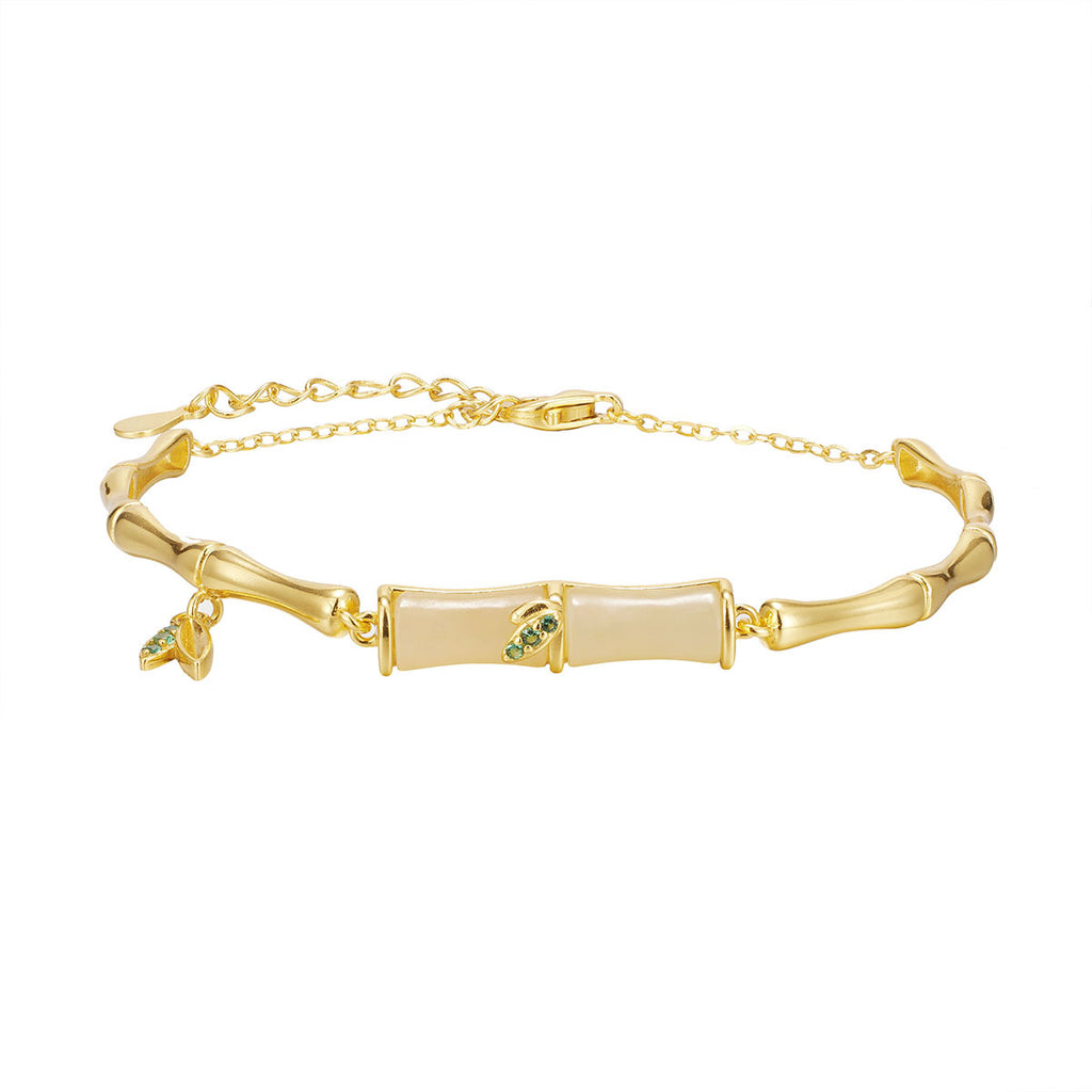 Damen Armband mit kunstvollem Bambusdesign und zarten Blattdetails Shop Nory