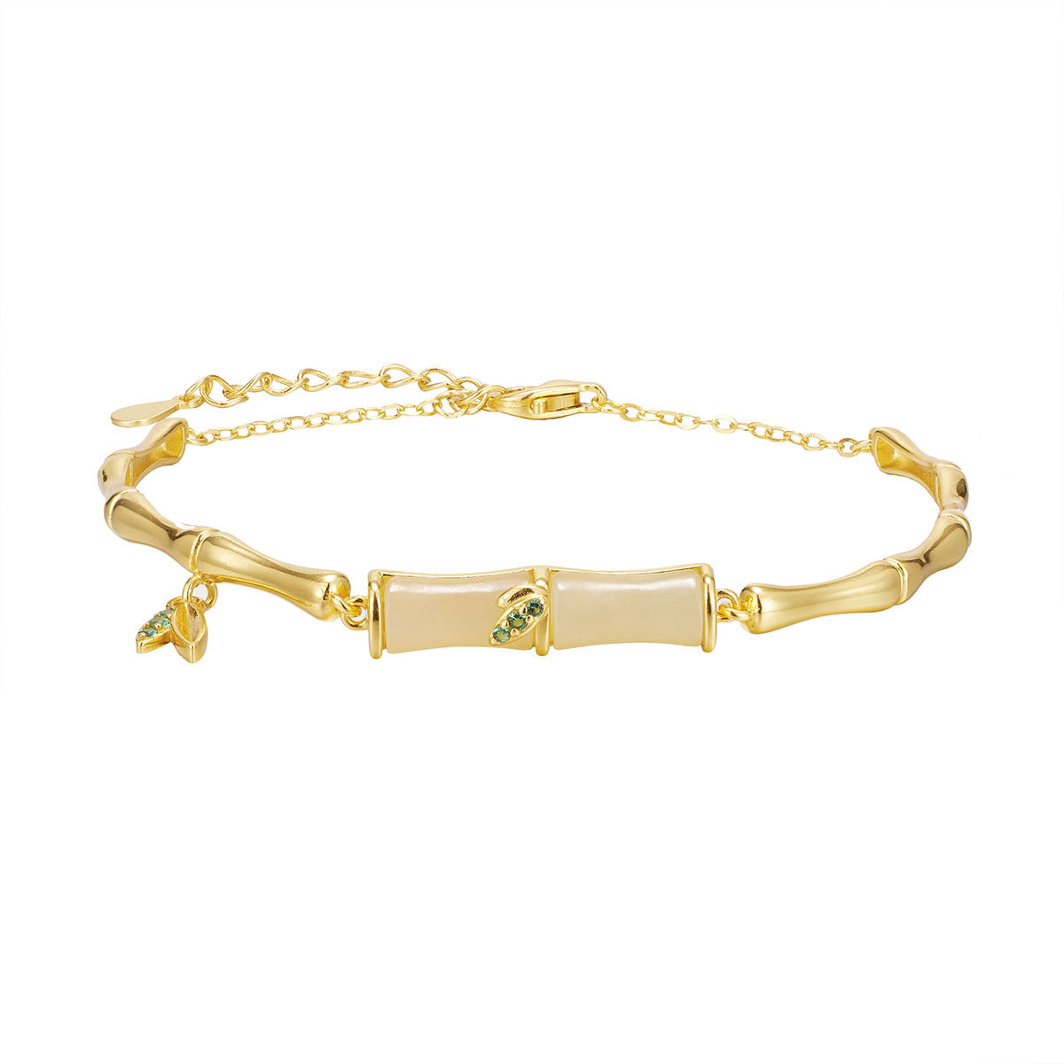 Damen Armband mit kunstvollem Bambusdesign und zarten Blattdetails Shop Nory