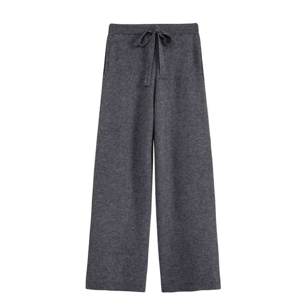 Damen Zweiteiliges Strickset mit Reißverschluss-Cardigan, Stehkragen und weitem Bein Shop Nory